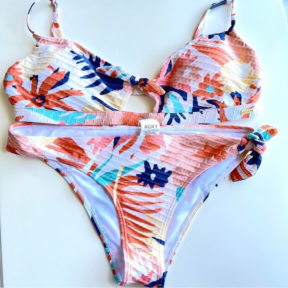 Roxy Other - Roxy Bikini Top & Bottom Women's Size Large Beach Boho Floral Swim